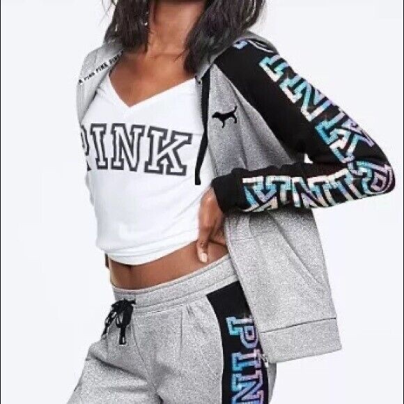 NWT Rare PINK Victoria's Secret Silver Mermaid Bling Sequin Jogger Pants - Picture 13 of 13